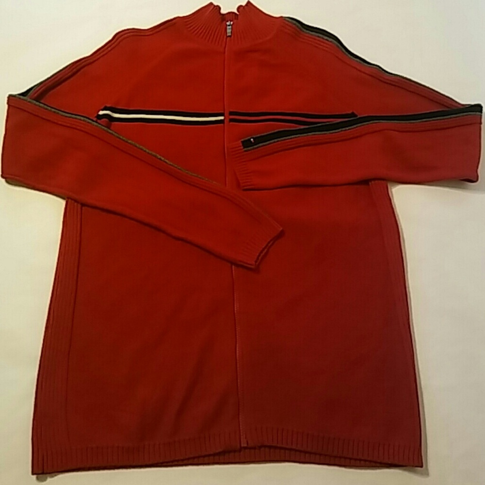 Tommy Hilfiger Womens S/P Red Full Zip Up Sweater